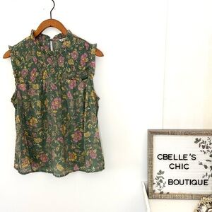 Nanette Lepore Floral Smocked Top Cottagecore Sz L